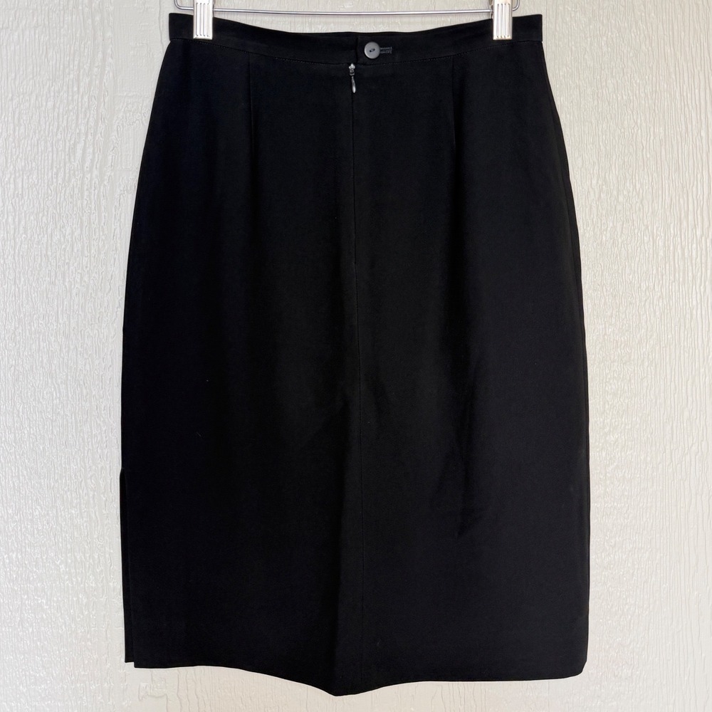 Vintage Krizia Italian Black Triacetate Blend Pencil Skirt Size 40 Knee Length
